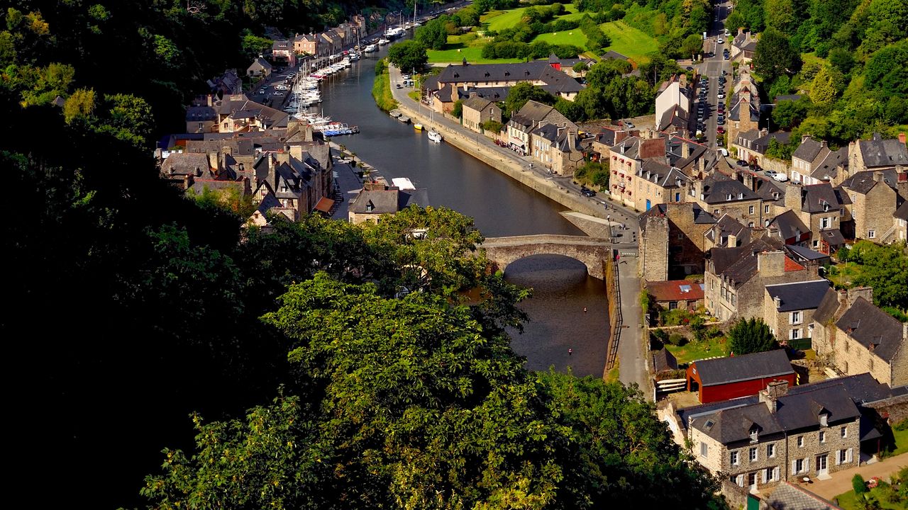 Wallpaper buildings, city, bridge, river, trees