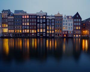 Preview wallpaper buildings, city, facades, water, reflection