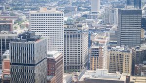 Preview wallpaper buildings, city, height, road