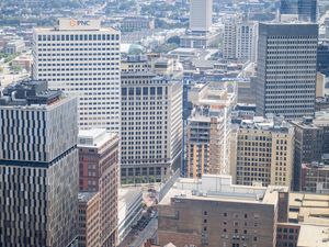 Preview wallpaper buildings, city, height, road