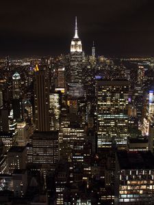 Preview wallpaper buildings, city, lights, night, towers