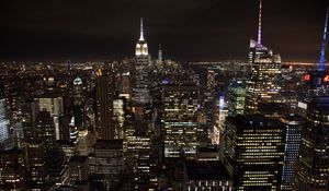 Preview wallpaper buildings, city, lights, night, towers