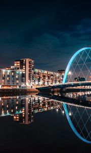Preview wallpaper buildings, city, lights, water, reflection, night