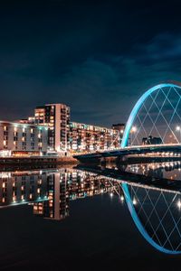 Preview wallpaper buildings, city, lights, water, reflection, night