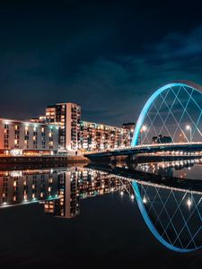 Preview wallpaper buildings, city, lights, water, reflection, night