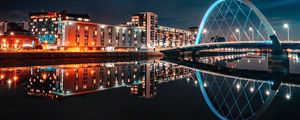 Preview wallpaper buildings, city, lights, water, reflection, night