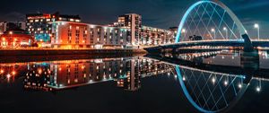 Preview wallpaper buildings, city, lights, water, reflection, night