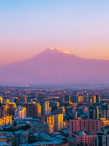 Preview wallpaper buildings, city, mountain, distance