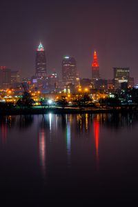 Preview wallpaper buildings, city, night, lights, reflection, water