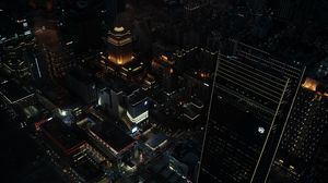 Preview wallpaper buildings, city, night, lights, aerial view