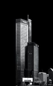 Preview wallpaper buildings, city, night, bw