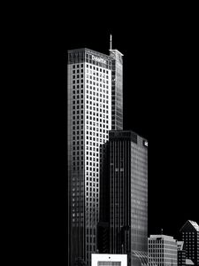 Preview wallpaper buildings, city, night, bw
