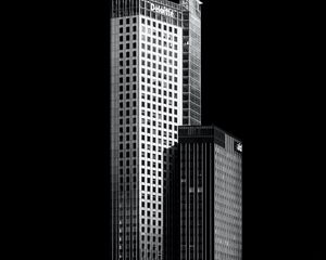 Preview wallpaper buildings, city, night, bw