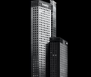 Preview wallpaper buildings, city, night, bw