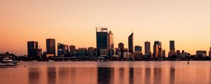 Preview wallpaper buildings, city, reflection, water, sky, twilight