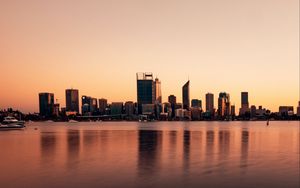 Preview wallpaper buildings, city, reflection, water, sky, twilight