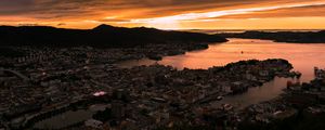 Preview wallpaper buildings, city, sea, bay, evening