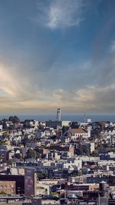 Preview wallpaper buildings, city, sky, clouds, aerial view