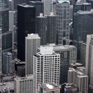 Preview wallpaper buildings, city, skyscrapers, black and white