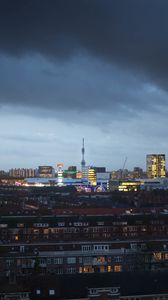 Preview wallpaper buildings, city, tower, architecture, evening