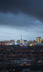 Preview wallpaper buildings, city, tower, architecture, evening