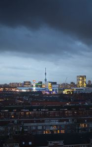 Preview wallpaper buildings, city, tower, architecture, evening