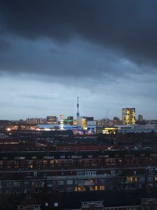Preview wallpaper buildings, city, tower, architecture, evening