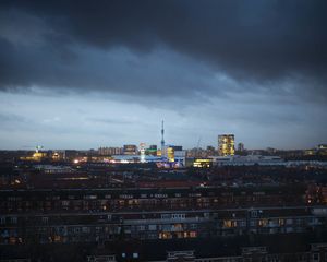 Preview wallpaper buildings, city, tower, architecture, evening