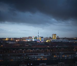 Preview wallpaper buildings, city, tower, architecture, evening