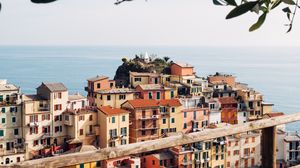 Preview wallpaper buildings, coast, aerial view, city, sea