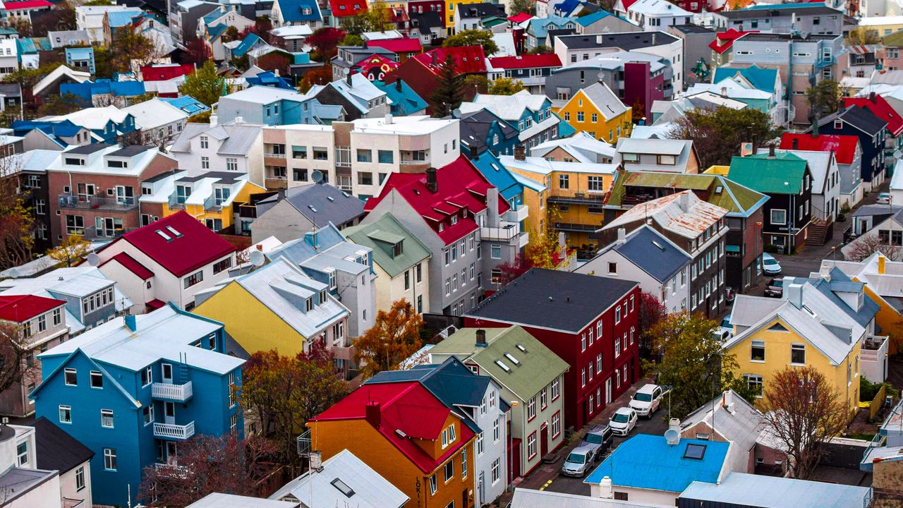 Wallpaper buildings, colorful, aerial view, city