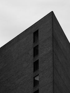 Preview wallpaper buildings, edges, bricks, bottom view, black and white