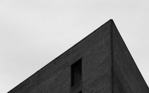Preview wallpaper buildings, edges, bricks, bottom view, black and white
