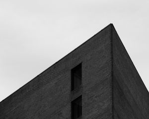 Preview wallpaper buildings, edges, bricks, bottom view, black and white