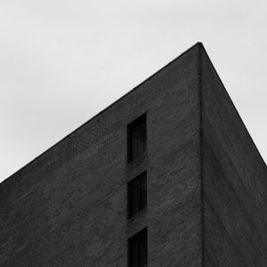 Preview wallpaper buildings, edges, bricks, bottom view, black and white