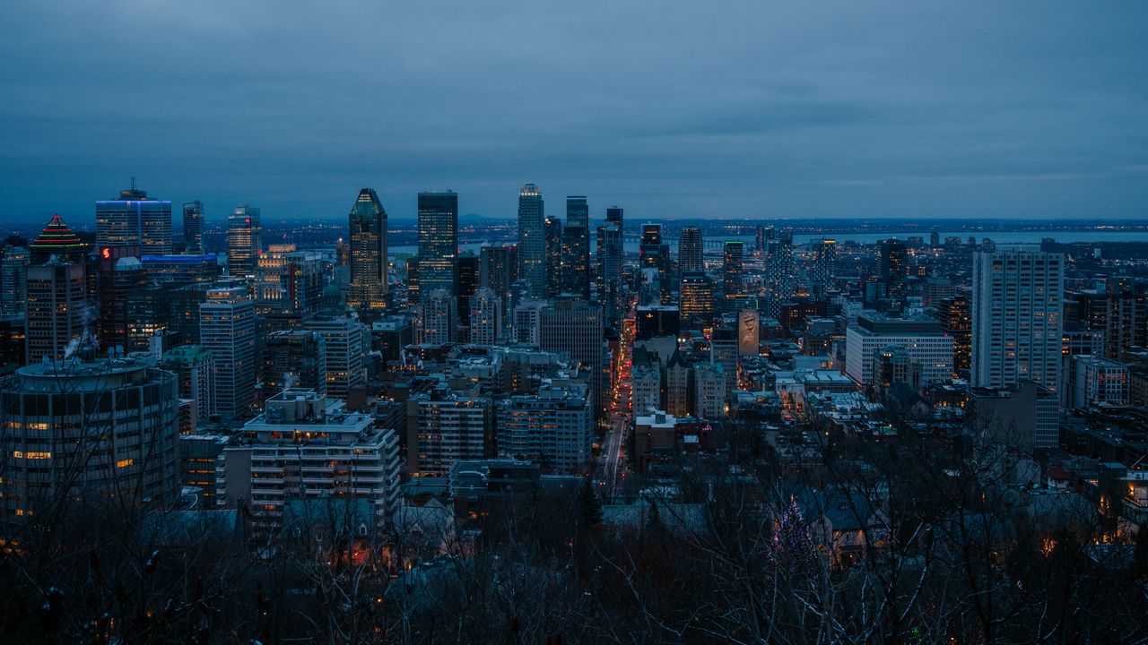 Wallpaper buildings, evening, dark, city, montreal, canada