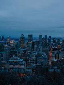 Preview wallpaper buildings, evening, dark, city, montreal, canada