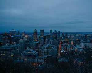 Preview wallpaper buildings, evening, dark, city, montreal, canada