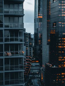 Preview wallpaper buildings, evening, facades