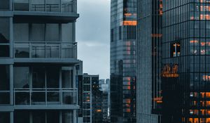 Preview wallpaper buildings, evening, facades