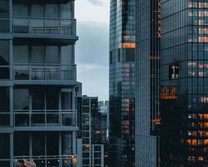 Preview wallpaper buildings, evening, facades