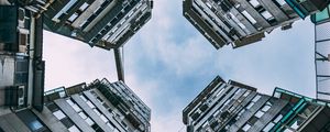 Preview wallpaper buildings, facade, bottom view, sky, clouds