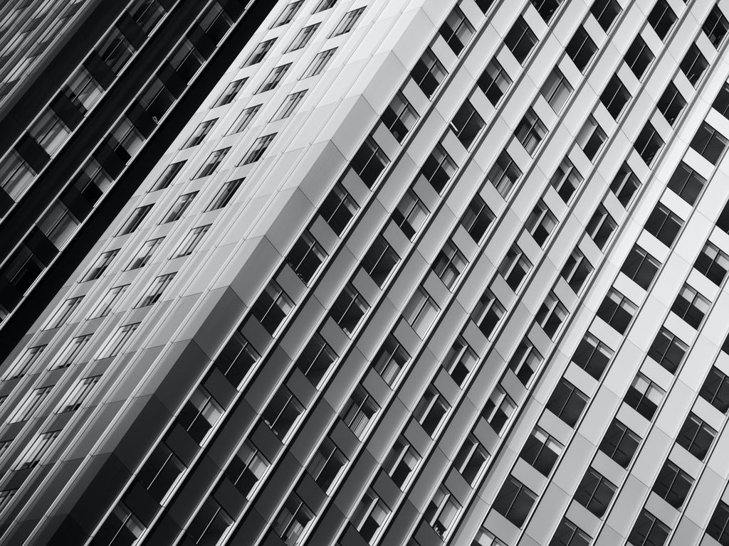 Download wallpaper 1024x768 buildings, facade, bw, architecture ...