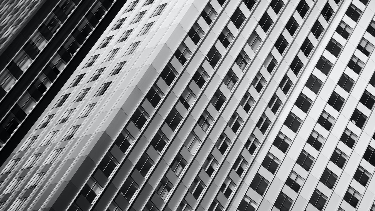 Wallpaper buildings, facade, bw, architecture