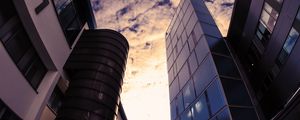 Preview wallpaper buildings, facade, clouds, bottom view