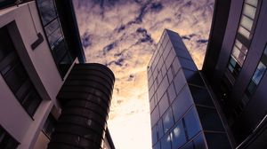 Preview wallpaper buildings, facade, clouds, bottom view