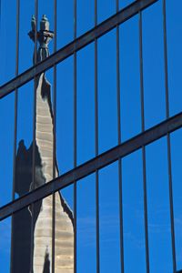 Preview wallpaper buildings, facade, mirror, reflection, blue