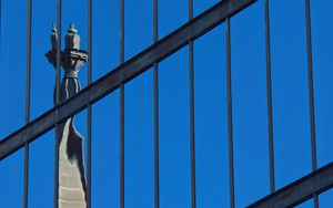 Preview wallpaper buildings, facade, mirror, reflection, blue