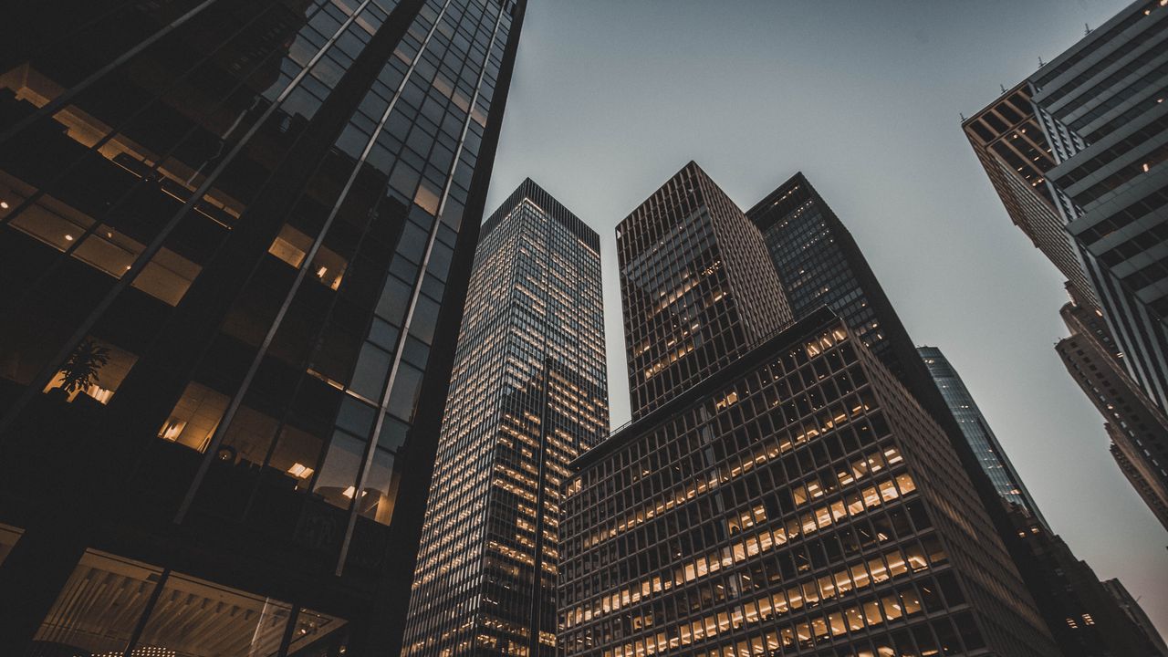 Wallpaper buildings, facade, skyscrapers, lights