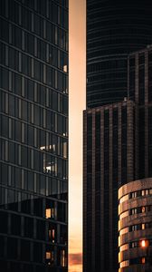 Preview wallpaper buildings, facade, sunset, skyscrapers, city